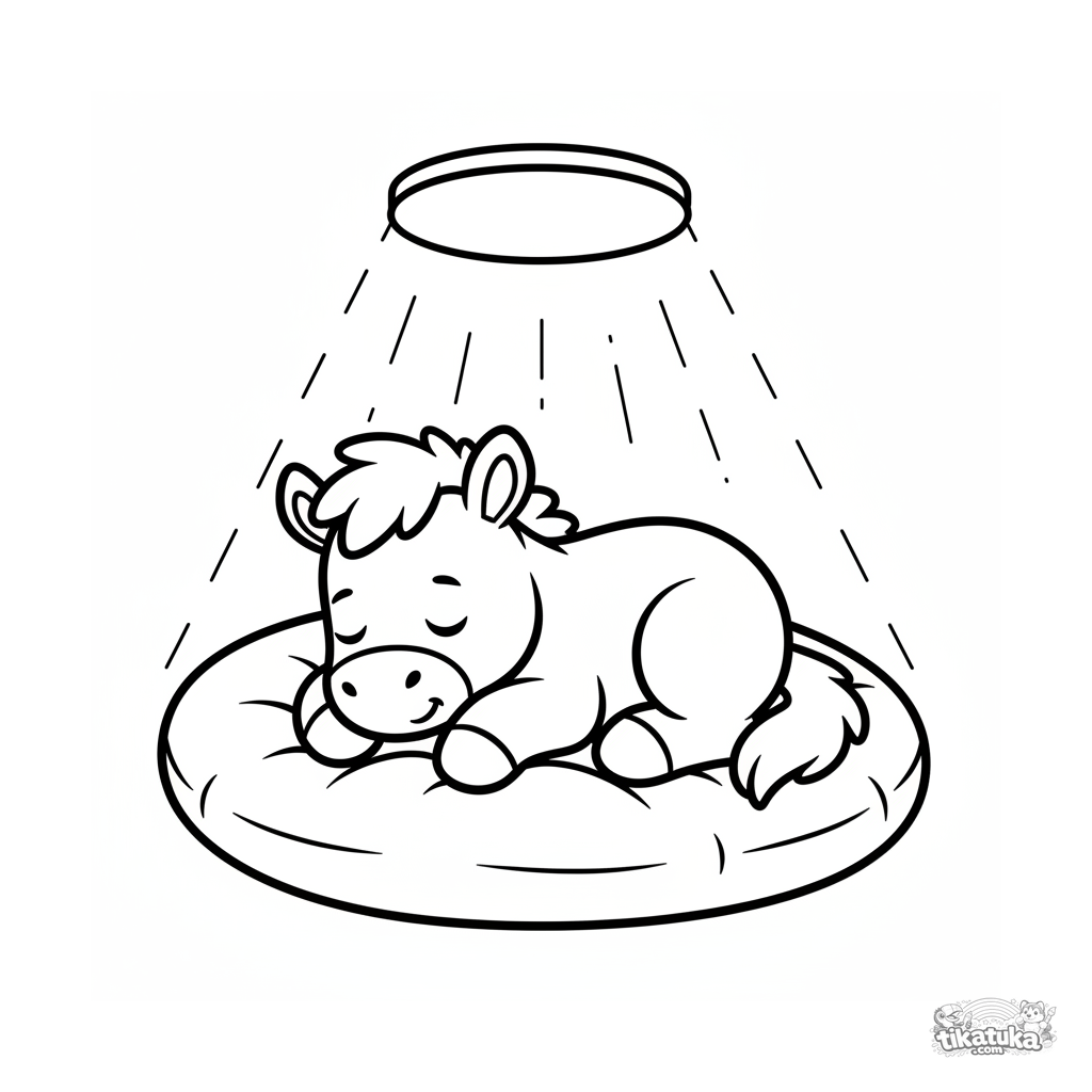 Fohlen schläft auf der Bühne