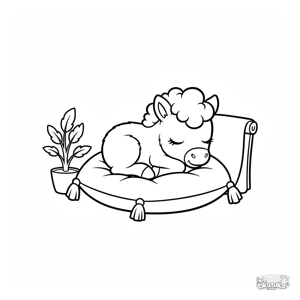 Pony-Fohlen schläft auf der Bühne