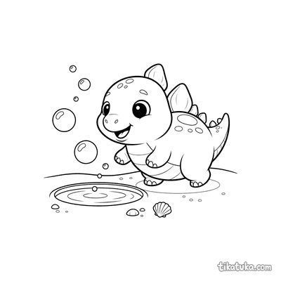 Stegosaurus-Baby jagt Blasen