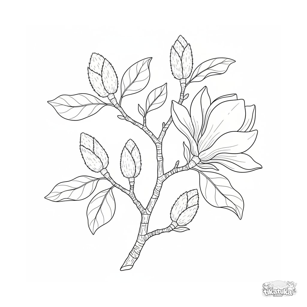 Magnolienzweig mit Knospen