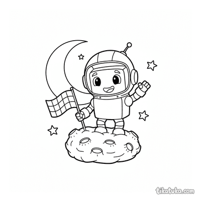 Astronauten-Roboter auf Asteroid