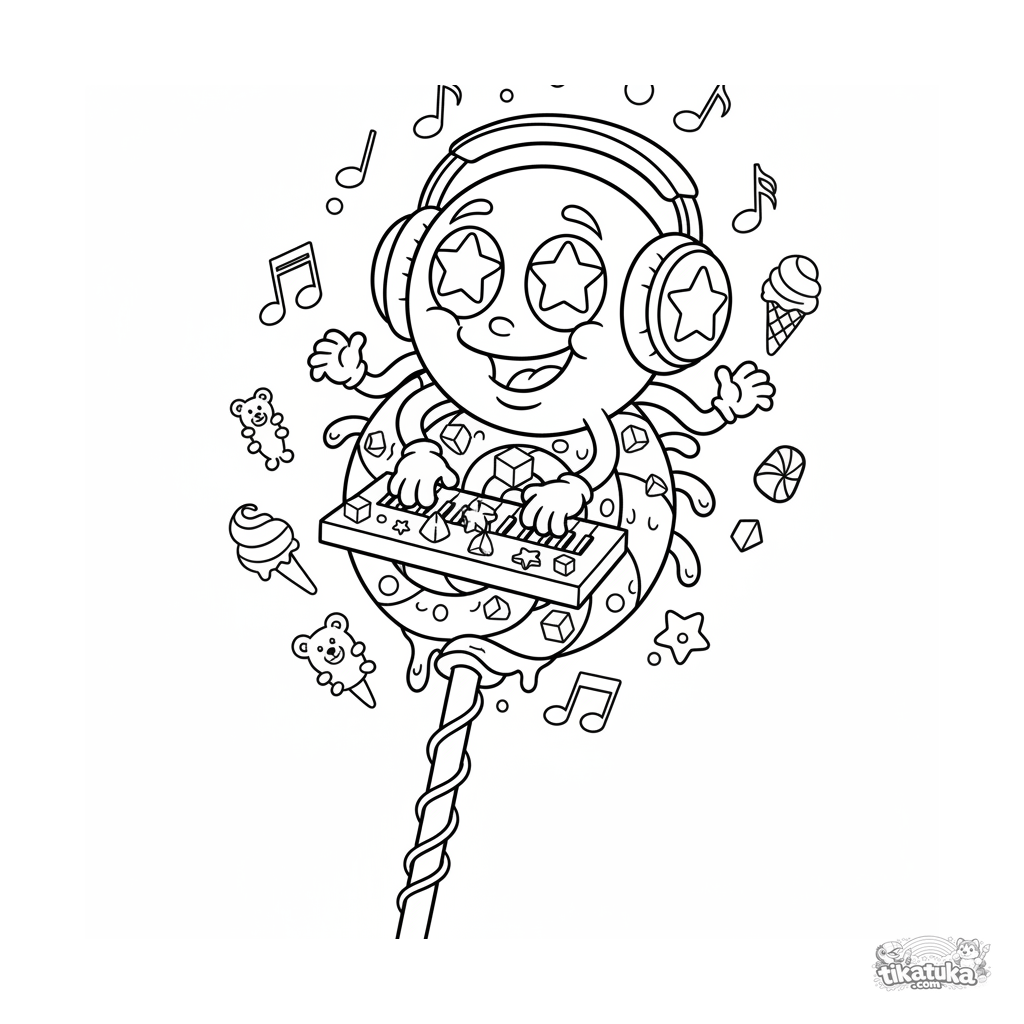 Cluster-Mikroben-Musiker auf Lollipop-Bühne