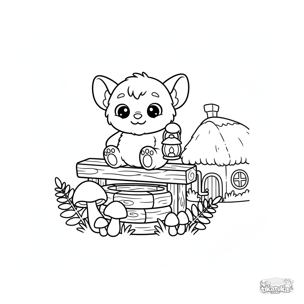 Domovoy-Geist bewacht den Brunnen