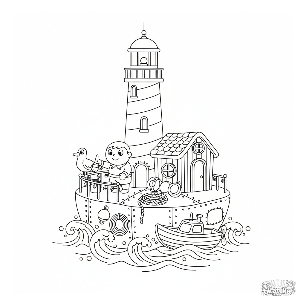 Schwimmender Leuchtturm mit Haus