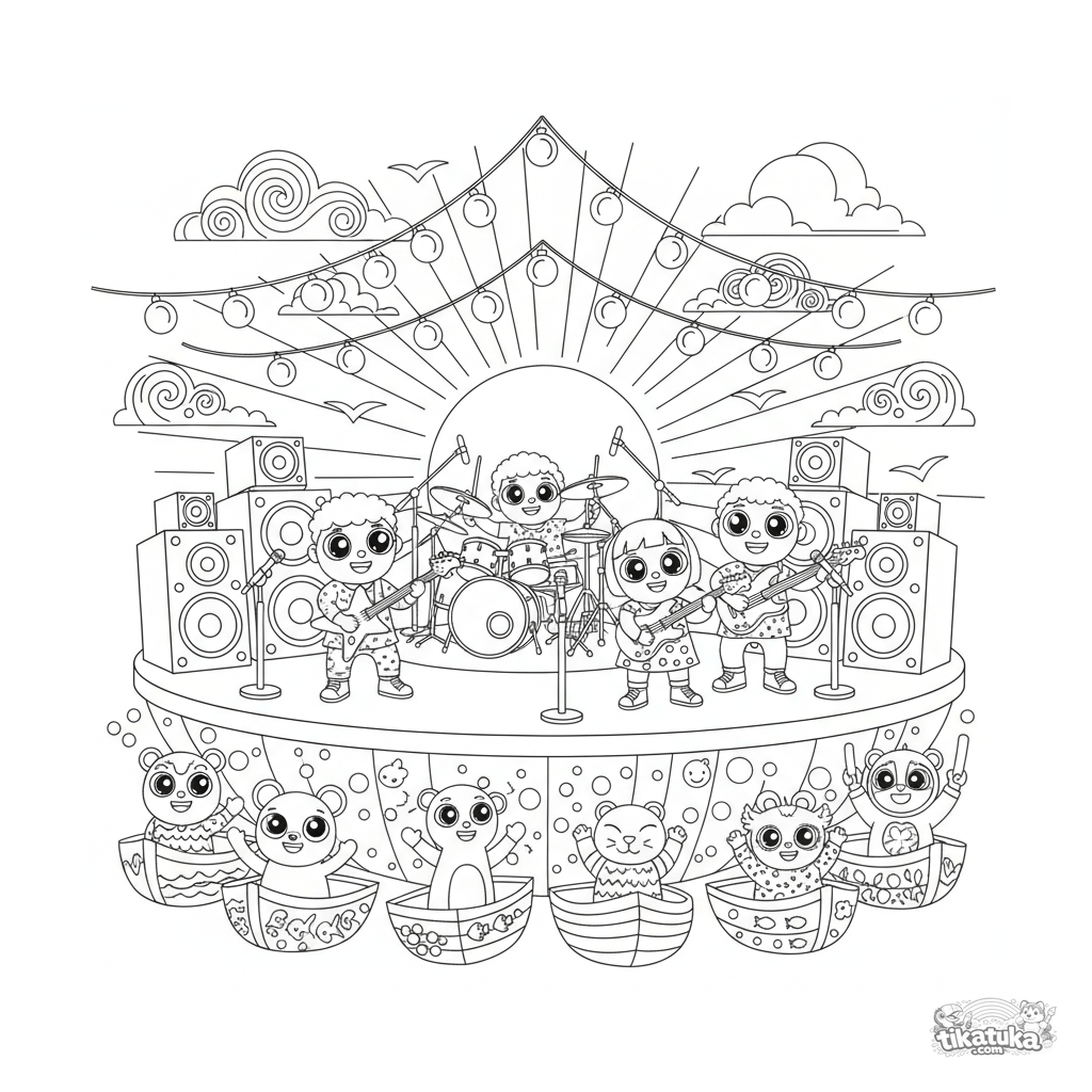 Schwimmende Musikbühnen-Plattform auf dem Meer