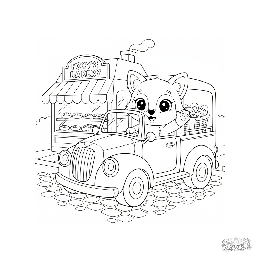 Foxy fährt einen alten Lieferwagen