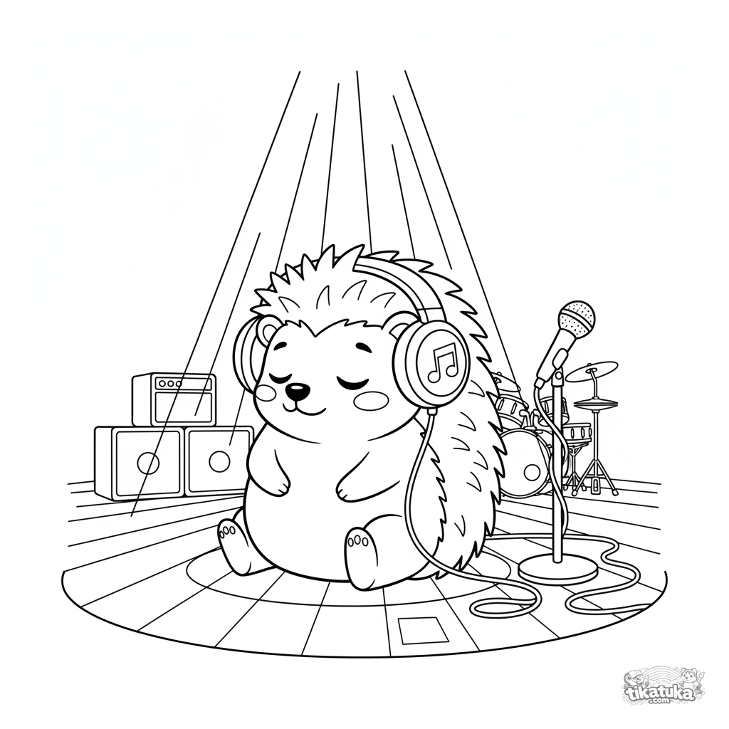 Igel Hört Musik auf der Bühne