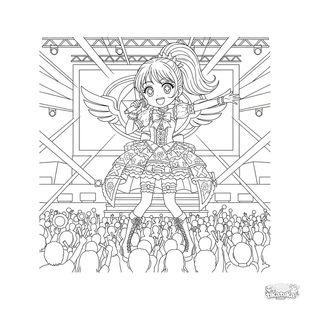 Idol-Sängerin tritt auf Festivalbühne mit Fanlichtern auf