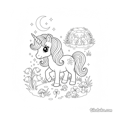 Einhorn-Pony im Mondlicht