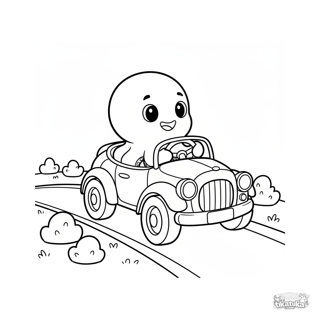 Oktopus Bublik Fährt ein Oldtimer-Auto