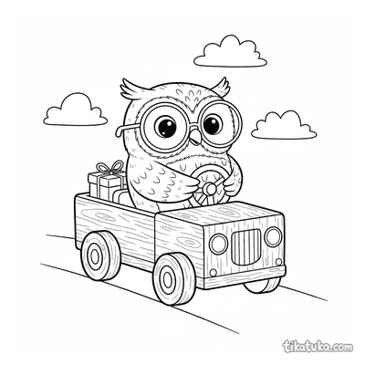 Eule Oof Fährt einen Lieferwagen