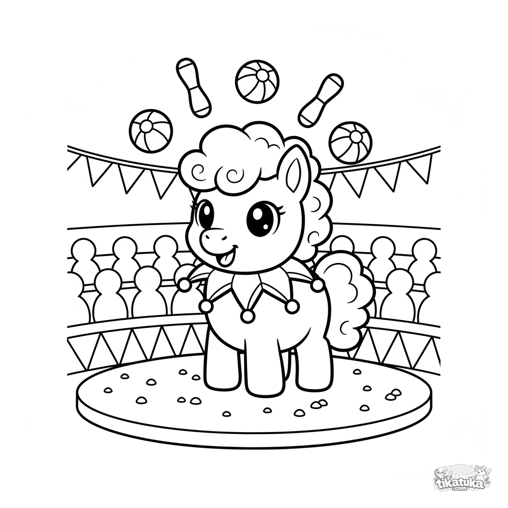 Pony-Jongleur auf der Zirkusmanege