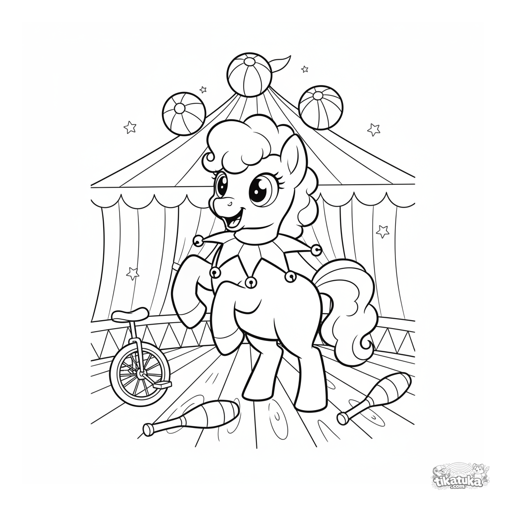 Jongleur-Pony auf der Bühne