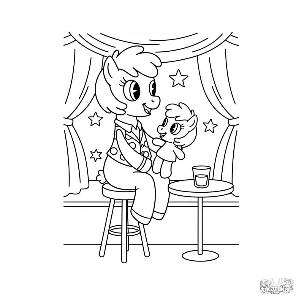 Pony-Bauchredner mit Puppe