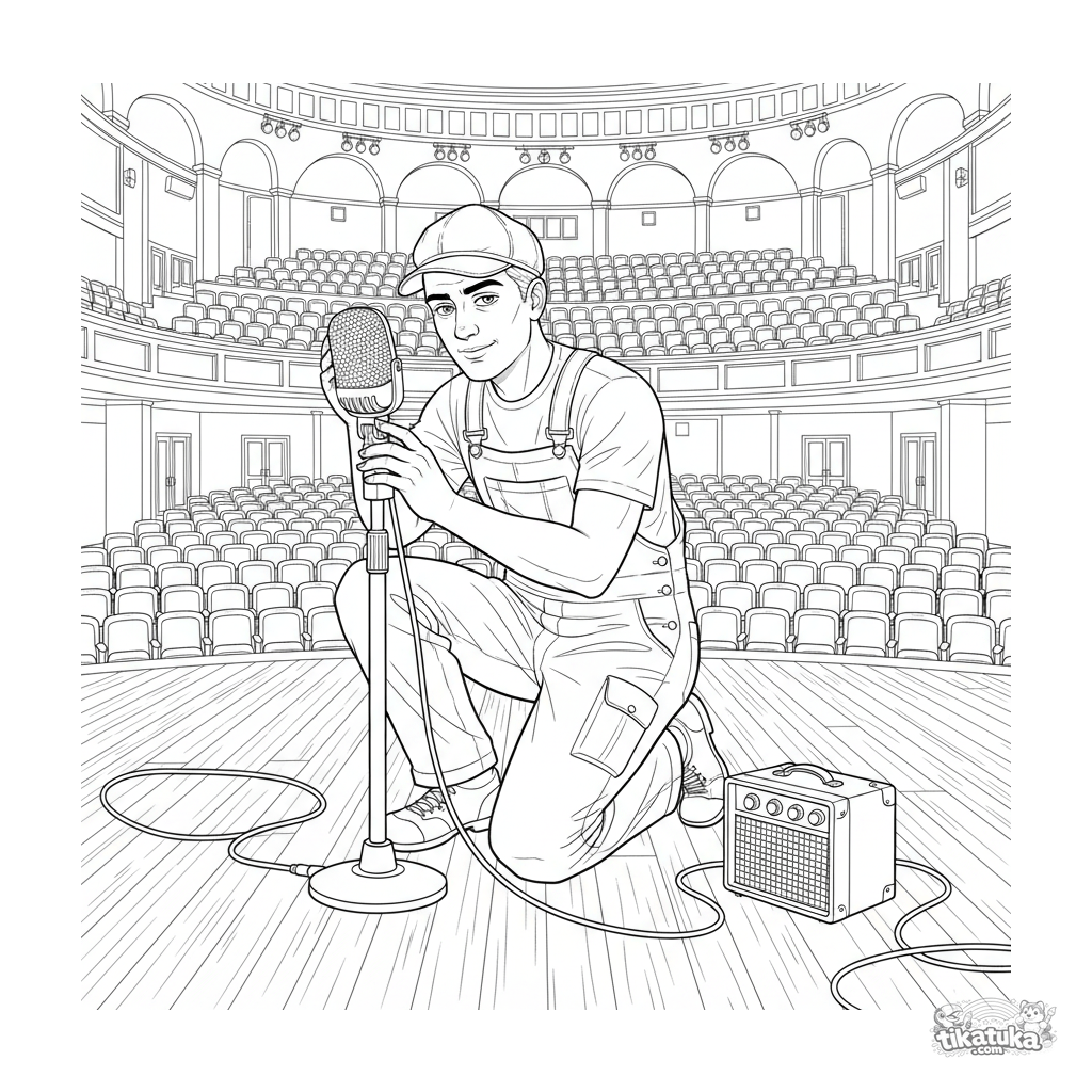 Retro-Mikrofontester auf der Bühne