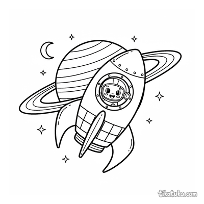 Retro-Rakete umkreist Ringplanet