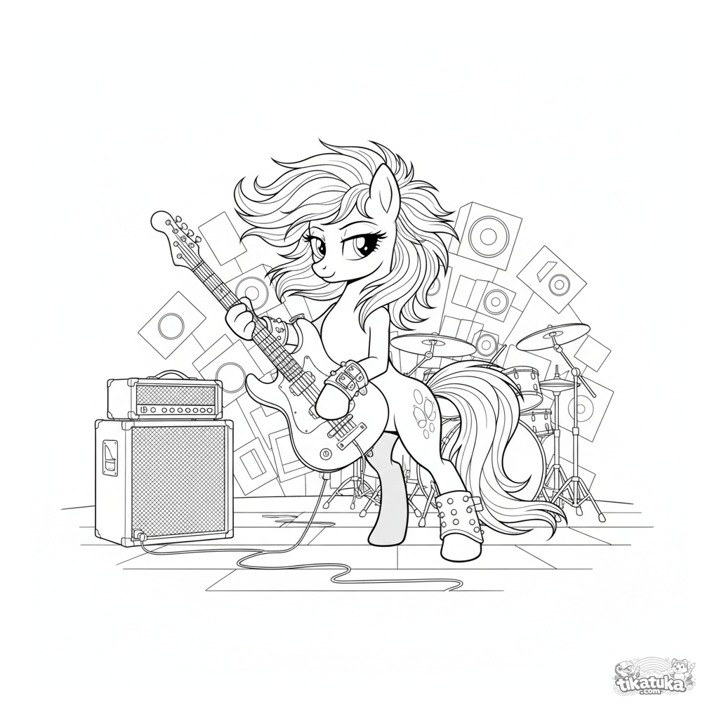 Rock-Pony-Gitarrist auf der Bühne