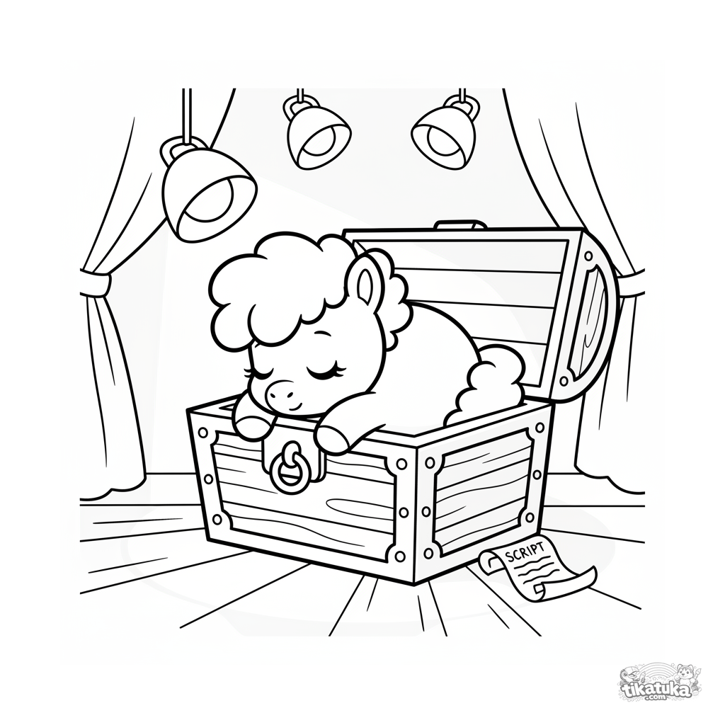 Schläfriges Pony schläft auf der Bühne