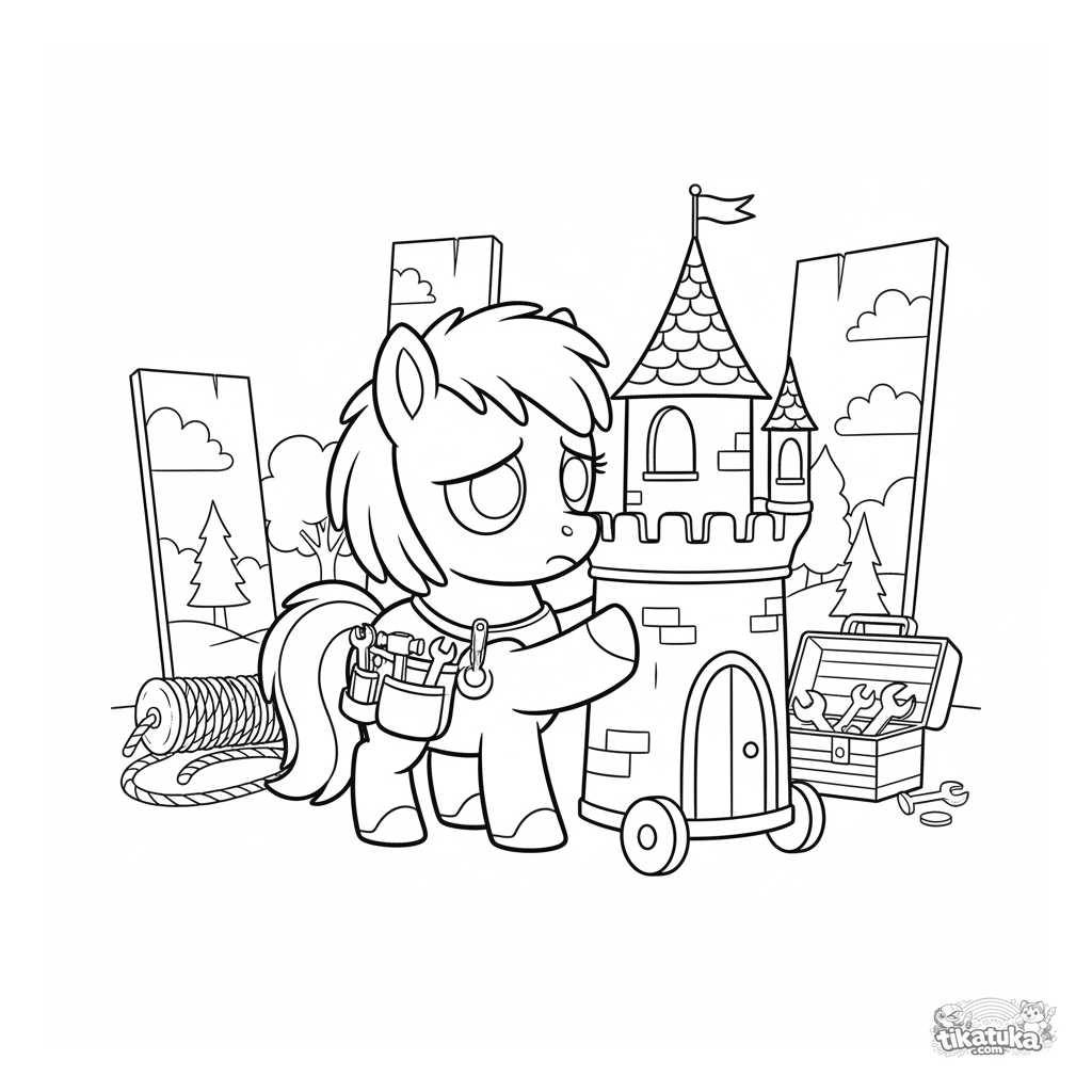 Bühnenarbeiter-Pony Bewegt ein Requisit