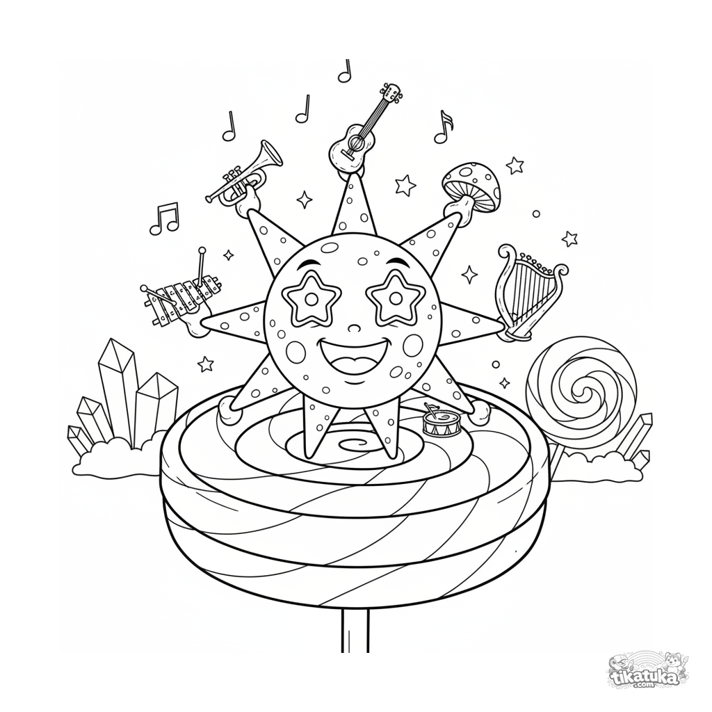 Sternförmiger Mikroben-Musiker auf Lollipop-Bühne