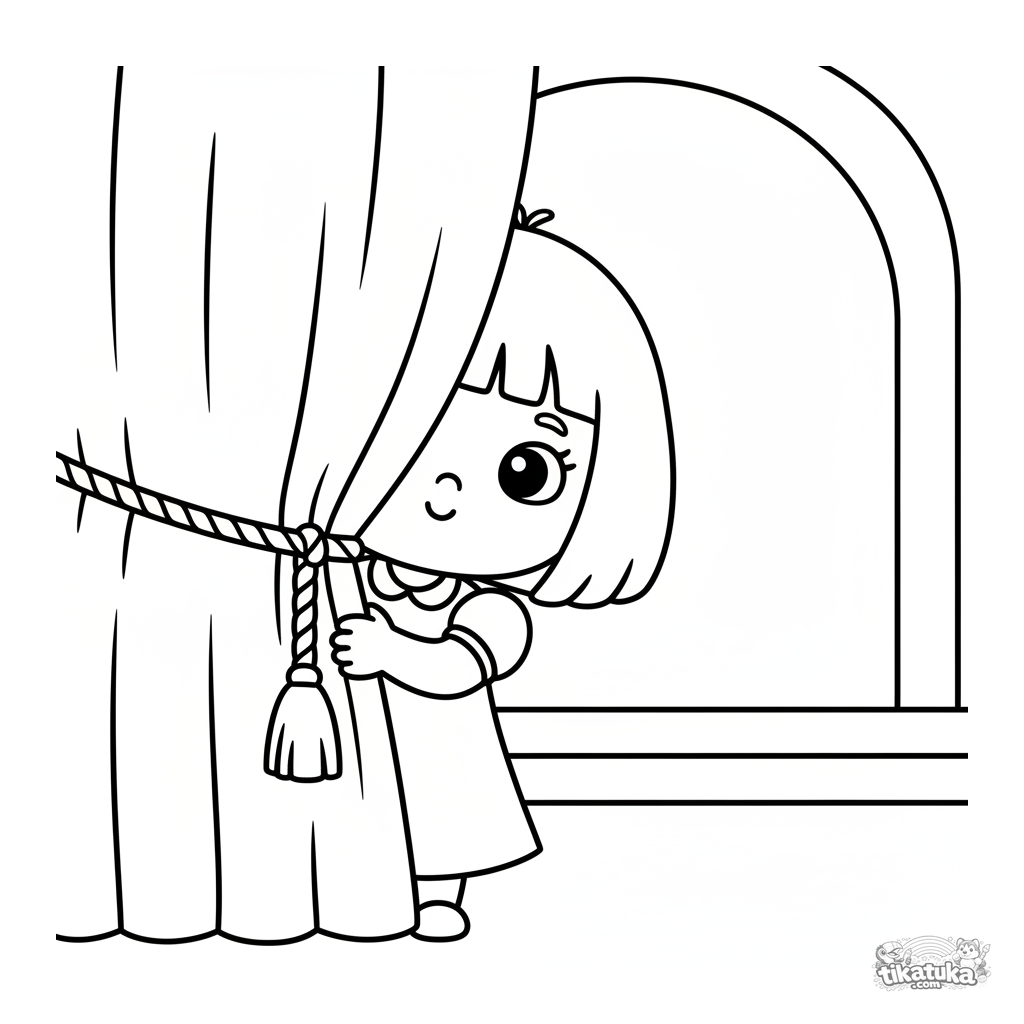 Kleinkind Versteckt Sich Hinter einer Bühnenvorhang