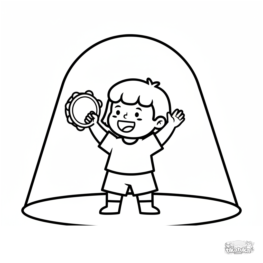 Kleinkind mit Tamburin auf der Bühne