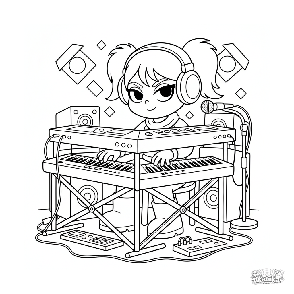 Keyboarder mit Synthesizer auf der Bühne