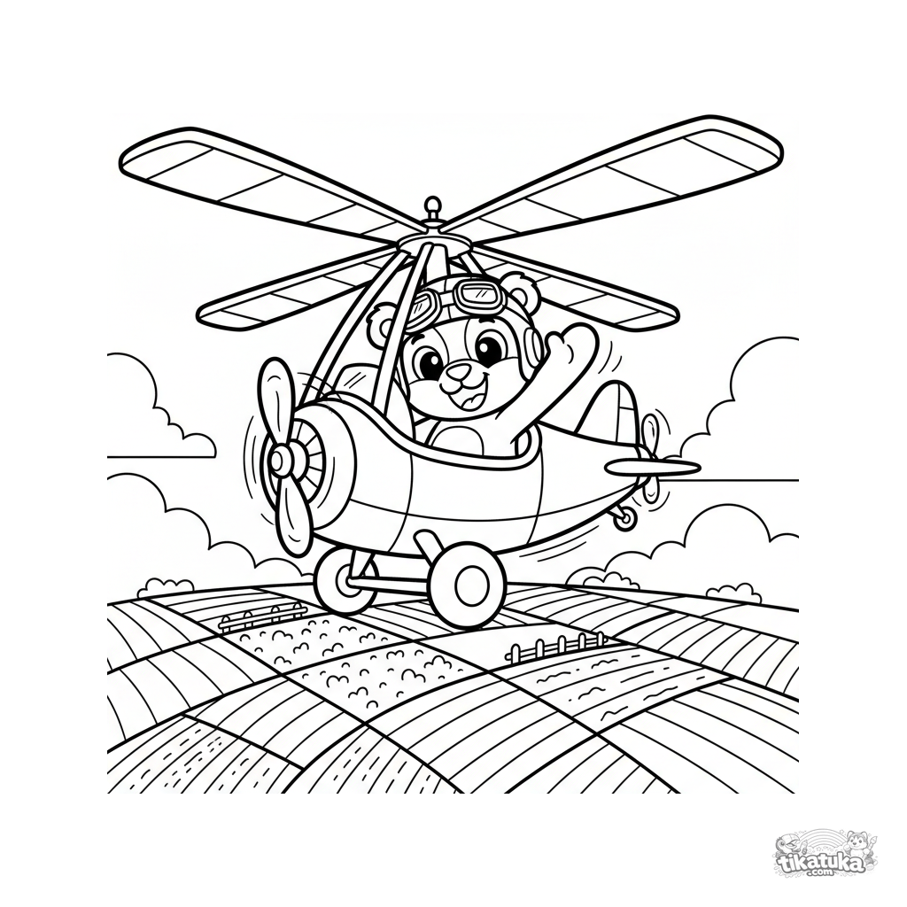 Vintage-Autogiro mit Bärenpilot