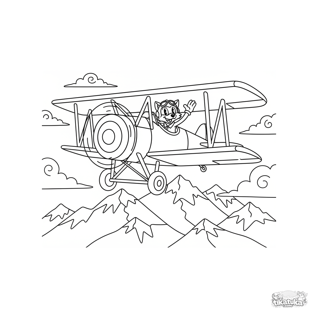 Vintage-Doppeldecker über Bergen