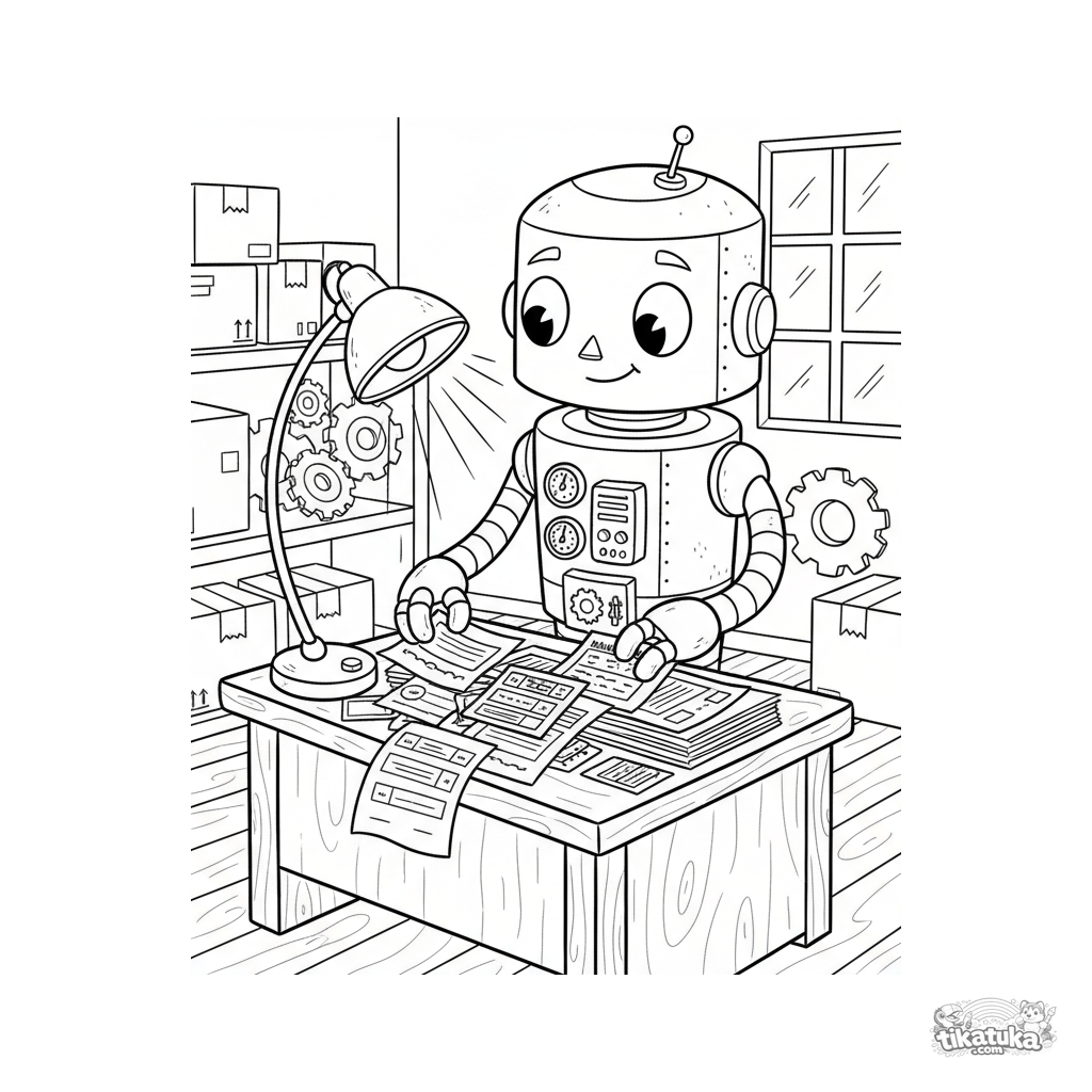 Vintage-Roboter Lager-Archivar