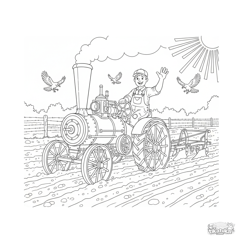 Alter Dampftraktor auf dem Bauernhof